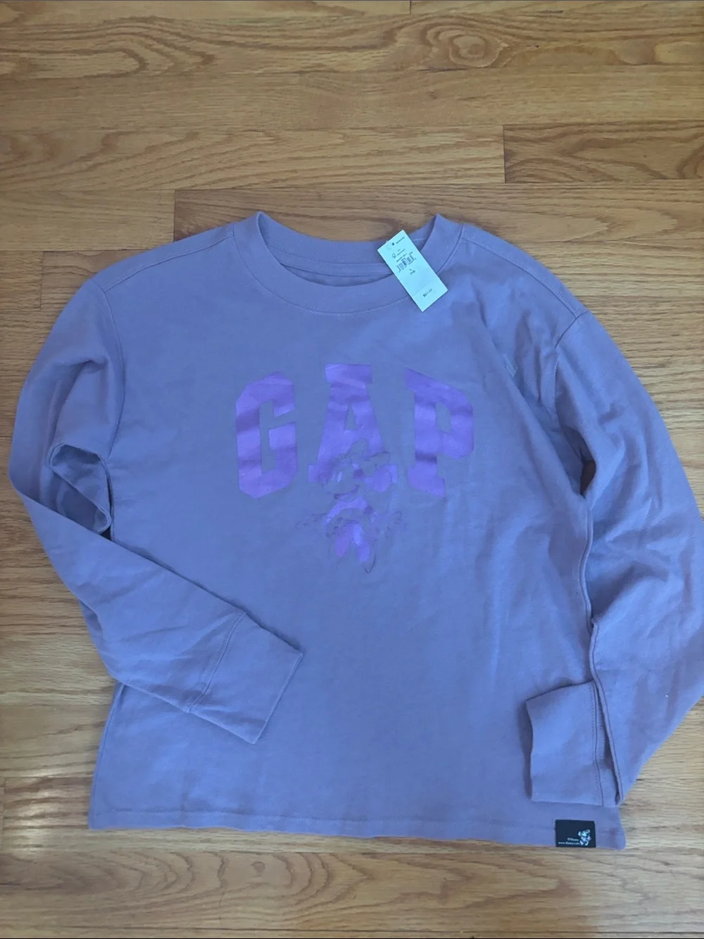 GAP Lavender Crewneck Shirt with Shiny Logo & Minnie Mouse detail